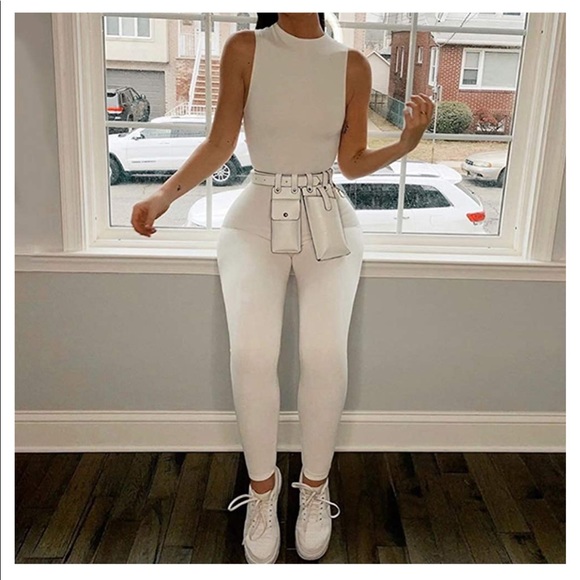 Pants - White bodycon jumpsuit
